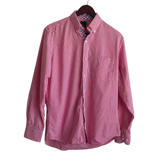 TailorByrd Mens Shirt M Pink Checked‎ Button Up Preppy Contrast Office Travel - Picture 1 of 11